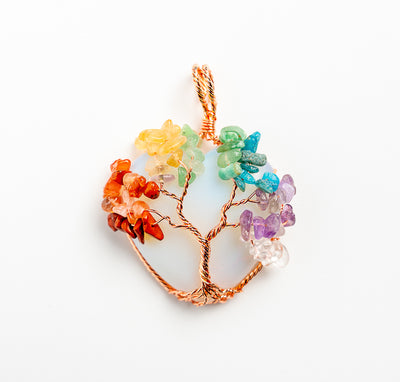 Wired Chakra Life Tree Heart Shape Pendant