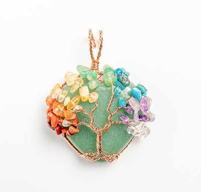 Wired Chakra Life Tree Heart Shape Pendant