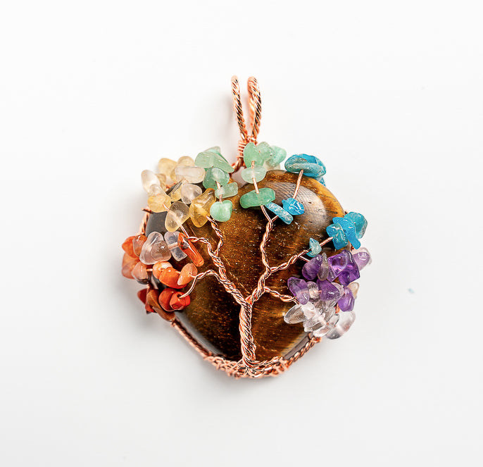 Wired Chakra Life Tree Heart Shape Pendant