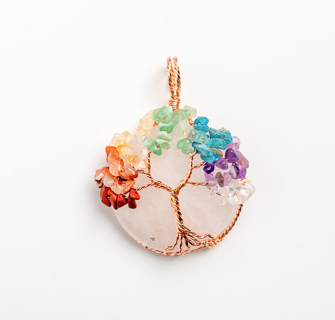 Wired Chakra Life Tree Coin Shape Pendant