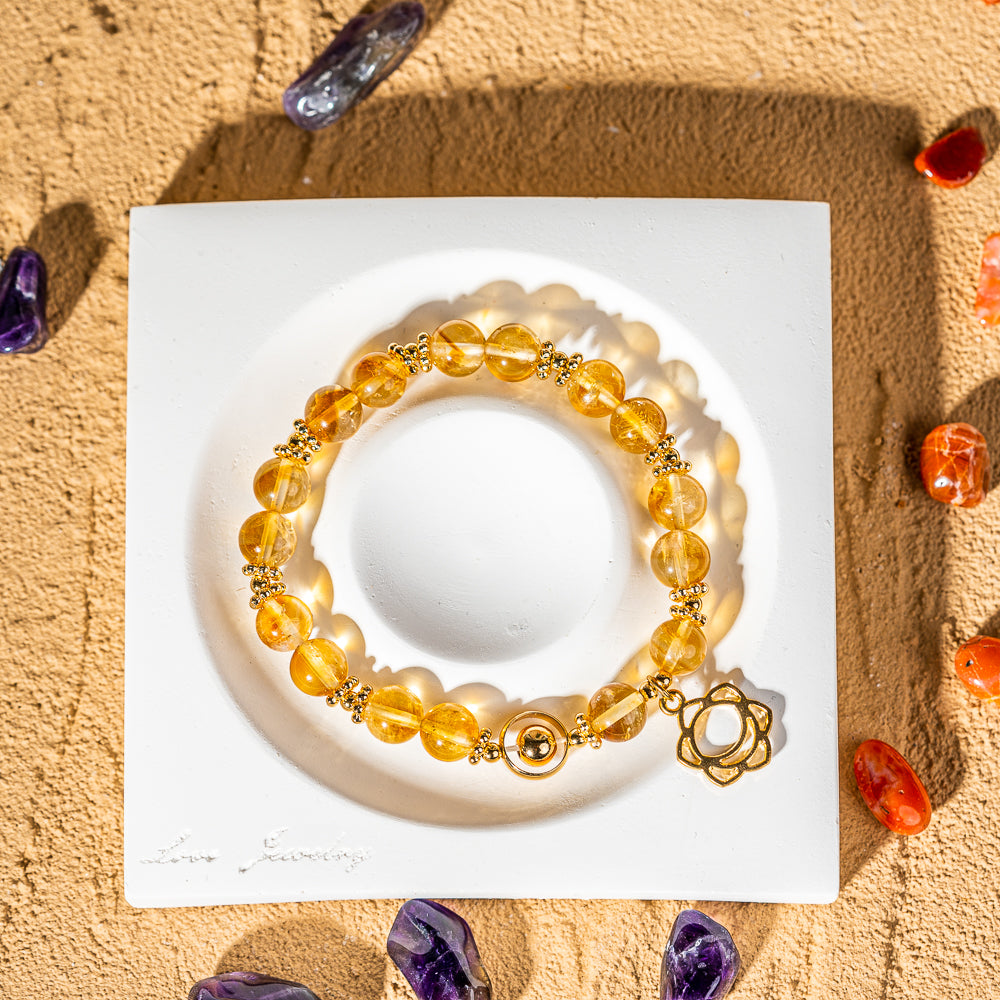 Crystelling Citrine Bracelet with Solar Plexus Chakra Sign