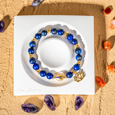 Crystelling Lips Lazuli Bracelet with Third Eye Chakra Sign