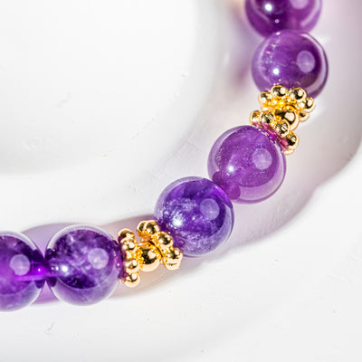 Crystelling Amethyst Bracelet with Golden Crown Chakra Sign