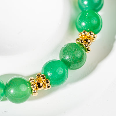 Crystelling Green Aventurine Bracelet with Golden Color Heart Chakra Sign