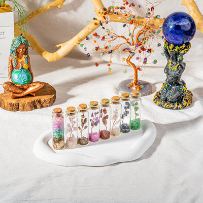 Chakra Wish Bottle Set With Life Tree Inside