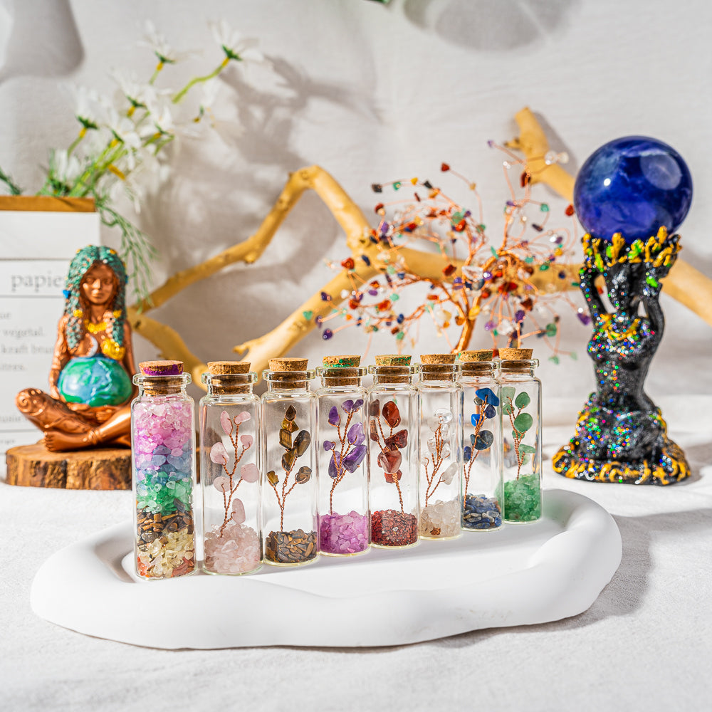 Chakra Wish Bottle Set With Life Tree Inside