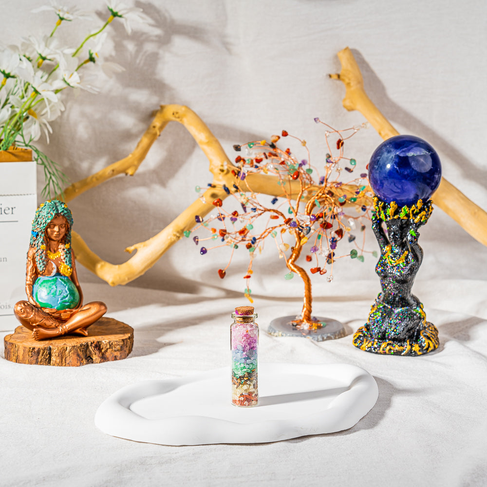 Chakra Wish Bottle Set With Life Tree Inside